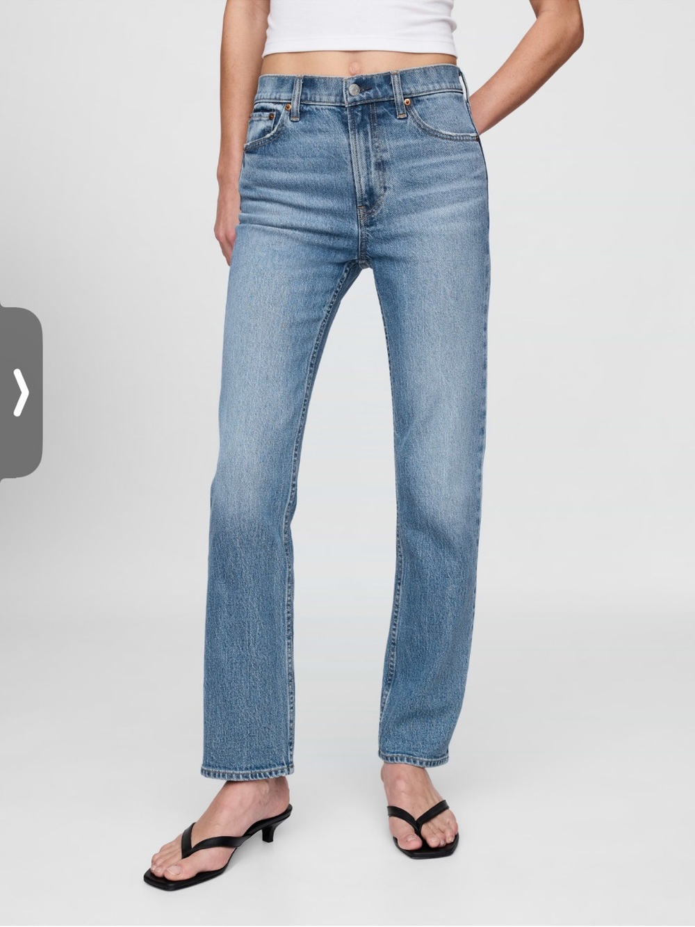 GAP 90's High Straight Leg Medium Blue Wash Sz 28